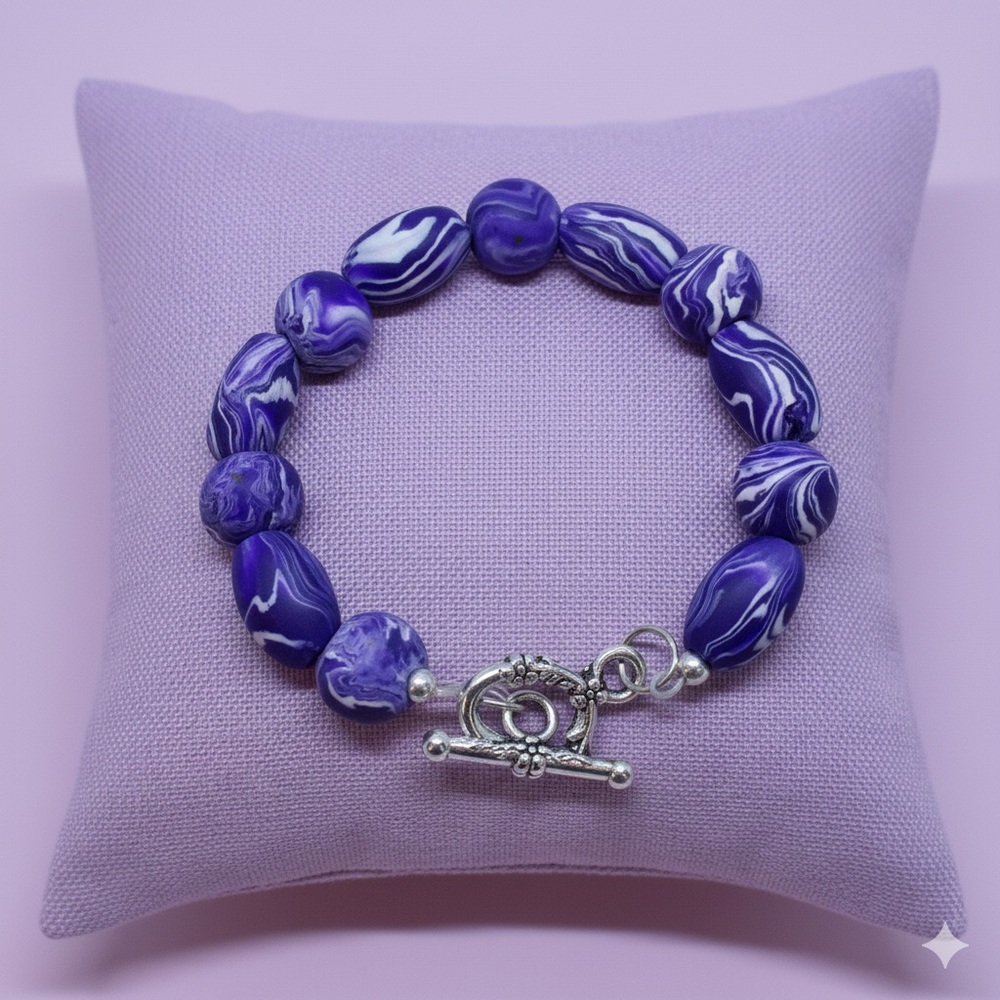 Unique Handmade Polymer Clay Bead Bracelet - Picture 14 of 14